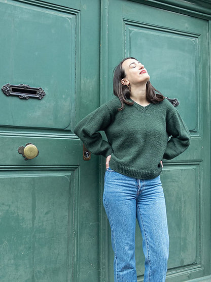 Beginner V-Neck Sweater Knitting Pattern